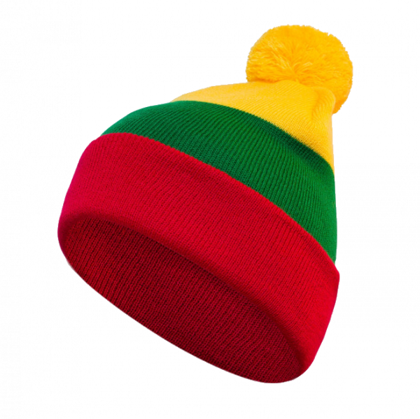 Striped double hat with national Lithuanian colors