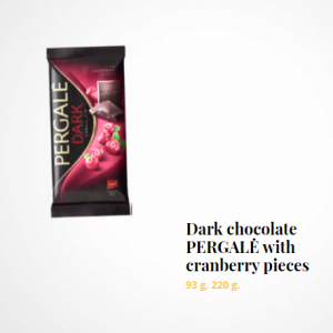 Lithuanian Dark chocolate PERGALĖ with cranberry pieces – 220 gr