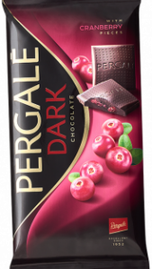 Dark chocolate PERGALĖ with cranberry pieces