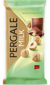 Milk chocolate PERGALĖ with whole hazelnuts