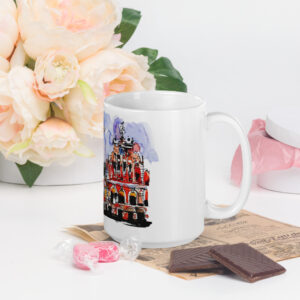 White glossy mug Old Riga